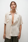 Short Sleeve Boyfriend Shirt- Hazelnut
