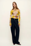 Mesh Long Sleeve Top Sunflower Floral