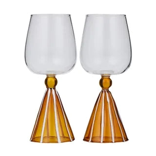 Ragni S/2 Wine Glasses  Amber