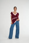 OS KNIT VEST - PLUM