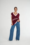 OS KNIT VEST - PLUM