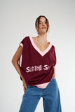 OS KNIT VEST - PLUM