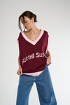 OS KNIT VEST - PLUM