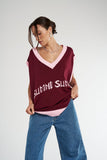 OS KNIT VEST - PLUM