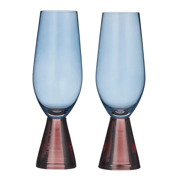 PYRAMID S/2 FLUTE GLASS RUSSET/BLUE
