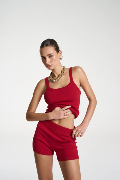 KNIT SHORT - CARDINAL RED
