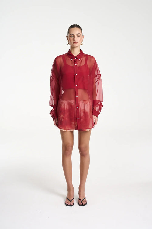 MERCURIO SILK SHIRT - CARMINE RED