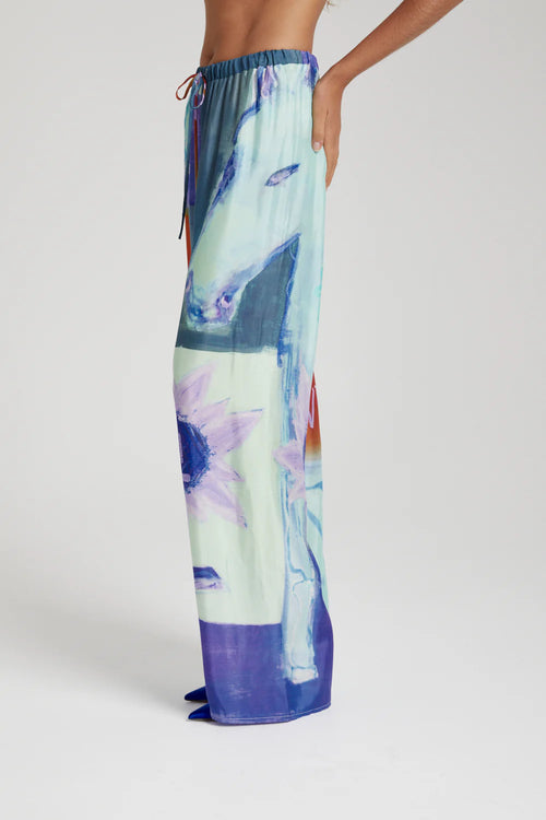 ELASTIC WAIST PANTS - BLUE SUNFLWR