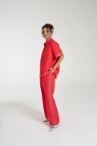 SIG LINEN SHIRT - SCARLET SUMMI