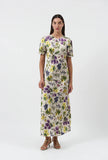 Short Sleeve Bias Cut Dress Endangered Flowers