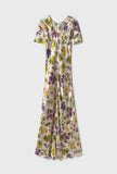 Short Sleeve Bias Cut Dress Endangered Flowers