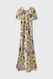 Short Sleeve Bias Cut Dress Endangered Flowers