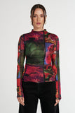 LS RUCHED HIGH NECK TOP - UNTAMED