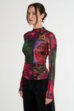 LS RUCHED HIGH NECK TOP - UNTAMED