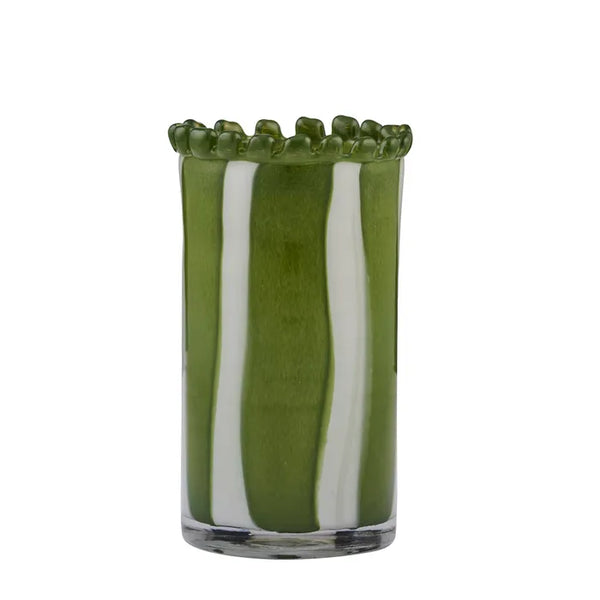 PETTINE GLASS VASE 12.5X23.5CM GREEN