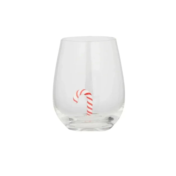 XMAS C/CANE GLASS GLASS CLEAR/RED