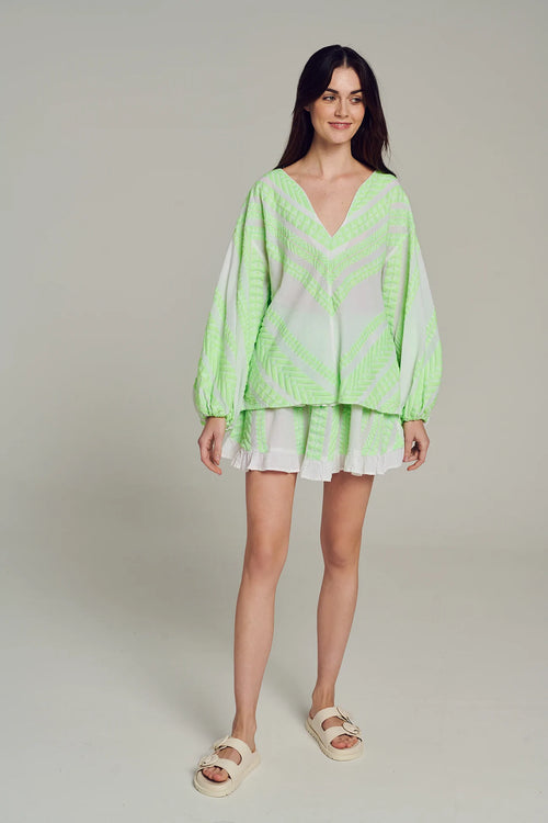 Elasa Blouse- Lime/White