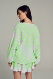 Elasa Blouse- Lime/White