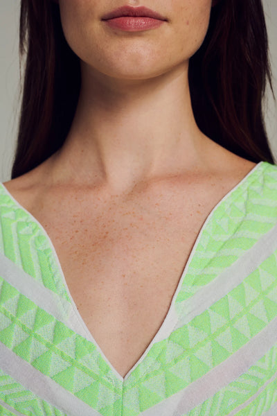 Elasa Blouse- Lime/White