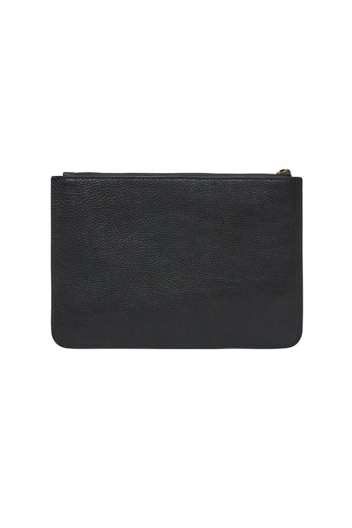 Studded Leather Clutch- Solid Black