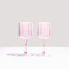 Two Wave Wine Glasses- Pink