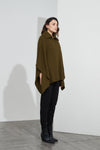 Zip Collar Poncho- Moss