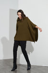 Zip Collar Poncho- Moss