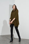 Zip Collar Poncho- Moss