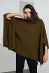 Zip Collar Poncho- Moss