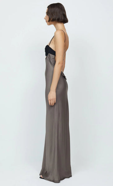 Evangeline Strappy Maxi Dress- Pewter/Black