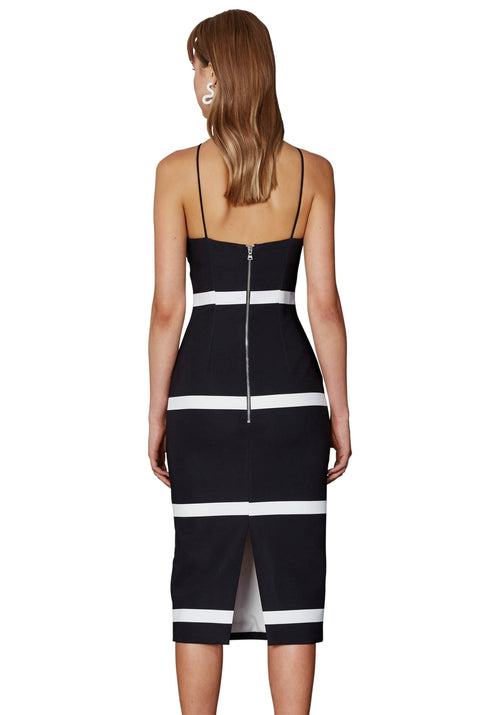 Shoestring Angle Shift Dress- Black/White