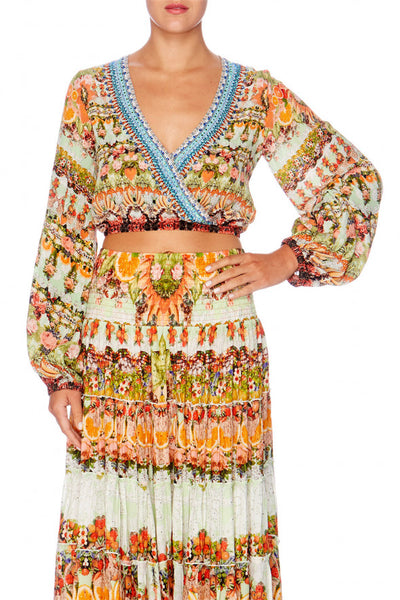 Wrap Front Midriff Blouse- Samba Salada