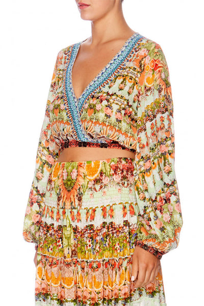 Wrap Front Midriff Blouse- Samba Salada