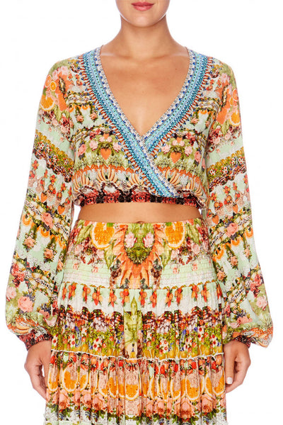 Wrap Front Midriff Blouse- Samba Salada