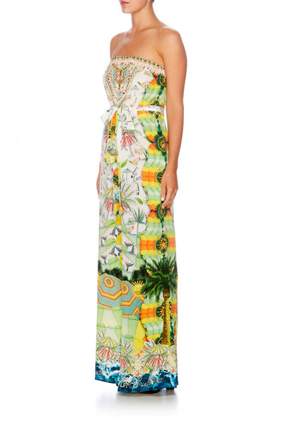 Tie Waist Strapless Jumpsuit- Sundowners