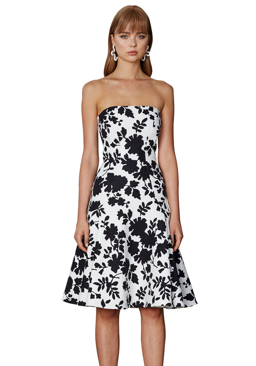 Flower Shadow Bell Hem- Black/White