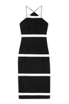 Shoestring Angle Shift Dress- Black/White