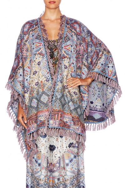 Reversible Knitted Poncho W/ Fringing- Tales Of Tatiana