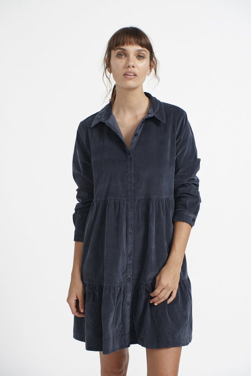 Tiers Of Cord Dress- Navy