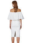Cotton Gathered Off Shoulder Dress- White
