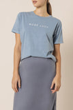 Nude Lucy Washed Slogan Tee- Denim