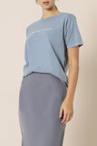 Nude Lucy Washed Slogan Tee- Denim