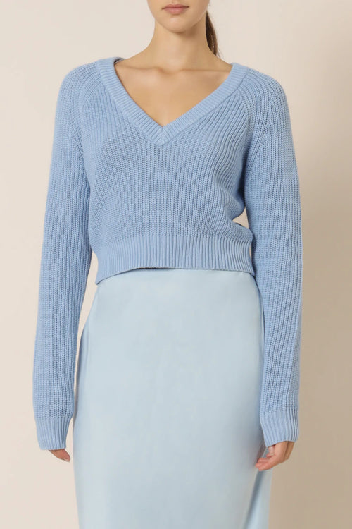 Erin V-neck Knit- Sky