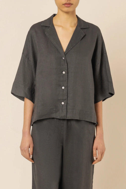 Lounge Linen Shirt- Coal