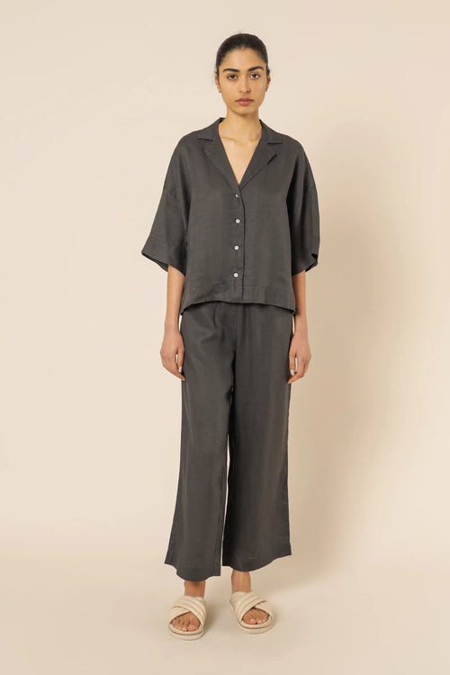 Lounge Linen Shirt- Coal