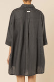 Lounge Linen Longline Shirt- Coal