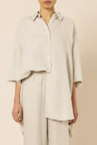 Lounge Linen Longline Shirt- Natural