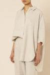 Lounge Linen Longline Shirt- Natural