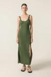 Harlow Cupro Slip Dress- Pine