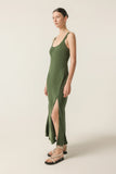 Harlow Cupro Slip Dress- Pine